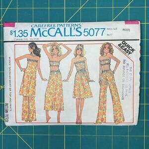 Vtg 1976 McCalls 5077 Cut Complete Pattern Ms Petite 6-8 Dress Skirt Top Pants